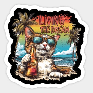 Cat Living The Good Life Sticker